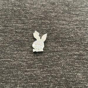 Playboy bunny rhinestone charm for necklace silver tone